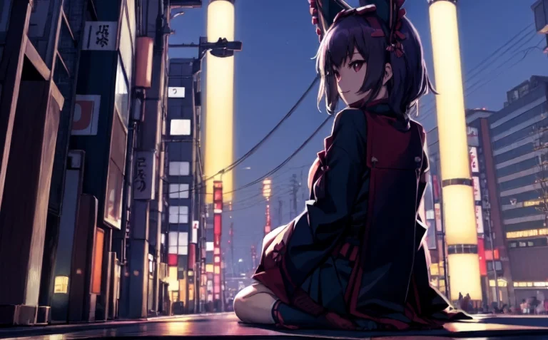 Ye Miko, Sitting On Right, Socks, Full Body, Cinematic Light...