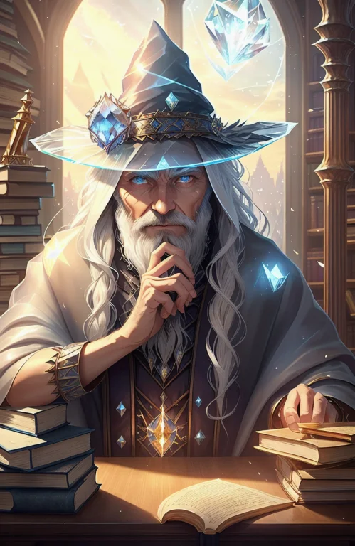 Style-glass, Award Winning Waist Up Photo Of A Fantasy Wizar...