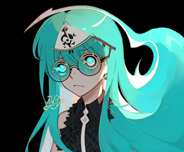 Waven, Emoji, Turquoise Hair, Turquoise Glowing Eyes, Glasse...