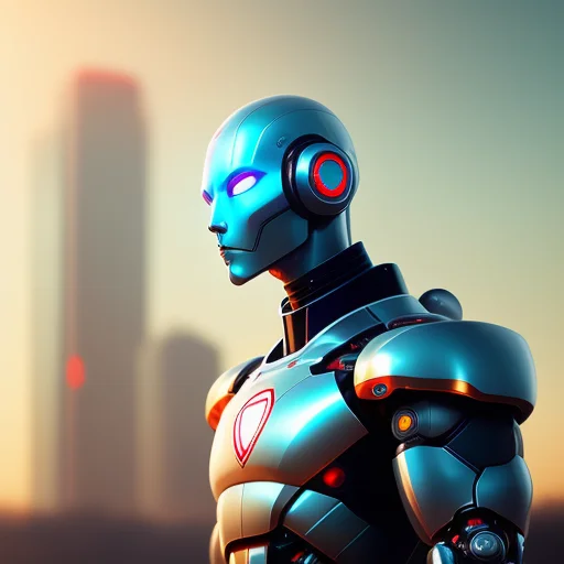 Cyborg Robot With Computer, A Character Side Portrait, Reali...