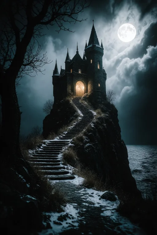 Zidiusart, A Dark Fantasy Digital Painting Of A Gothic Stone...