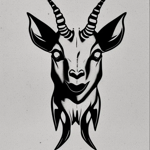 Neotraditional Phantatt A Goat With Horns And A Demon Face O...