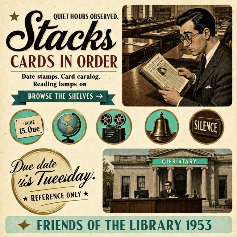 A Retro 1950s Mid-century Library Bulletin Homepage Hero Qu...