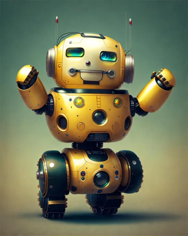 An Mascot Robot, Smiling, Modern Robot, Round Robot, Cartoon...