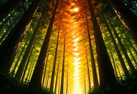 Outdoors, Sharp Details, Viewed From Below, View Looking Up... — Stable Diffusion AI Prompt: outdoors, sharp details, viewed from below, view looking up at the tree canopy,...