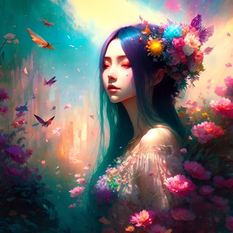Dreamlikeart, A Beautiful Woman In A Drugged State, Experien... — Stable Diffusion AI Prompt: dreamlikeart, A beautiful woman in a drugged state, experiencing a wild, colorfu...