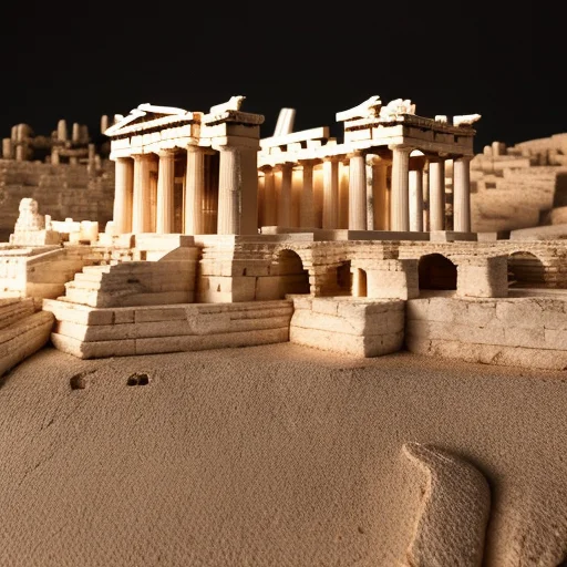 Ancient Greek Acropolis Architecture, Parapets, Cliff Walls,...