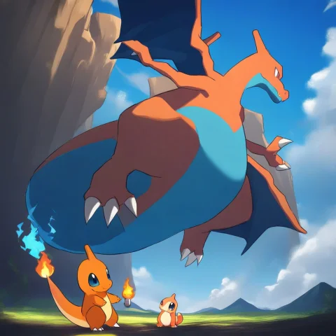 Masterpiece, Best Quality, Pokmon, Charizard, Charmander, Ch... — Stable Diffusion AI Prompt: masterpiece, best quality, Pokémon, Charizard, Charmander, Charizard as the main...