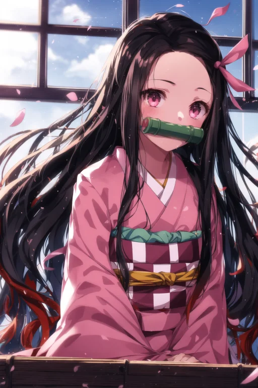 Loranezuv10.6, 1girl, Bamboo, Bit Gag, Black Hair, Blue Sky,...