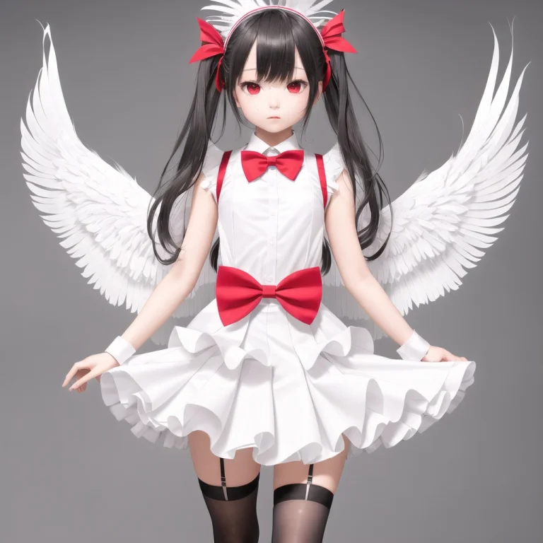 1girl, Bow, Bowtie, Dress Shirt, Feathered Wings, Feathers,...