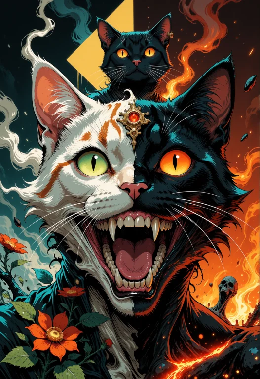 A Goddess Cat Presides Over A Surreal Fractal Fog World Divi...