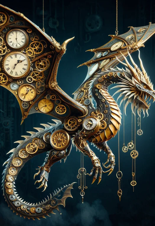 Clockstyle, Clockstyle, Photorealistic, A Majestic Dragon Wh...