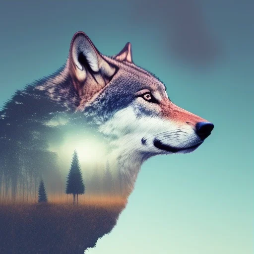 Dublex Style Wolf Closeup, Moon