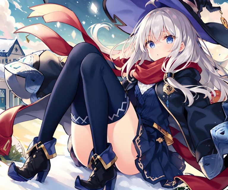 Masterpiece,1girl,solo,elaina,darkbluestylecostume1.6,majoco...