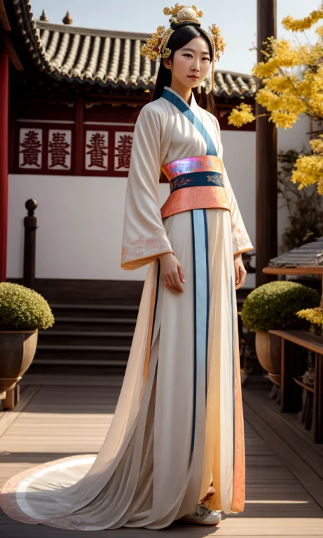 Full Body Shot Photo Of Beautiful Chinese Concubine In Hanfu...