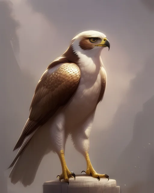 Anthropomorphic Hawk, Standing, Misty Background, Art By Emb...
