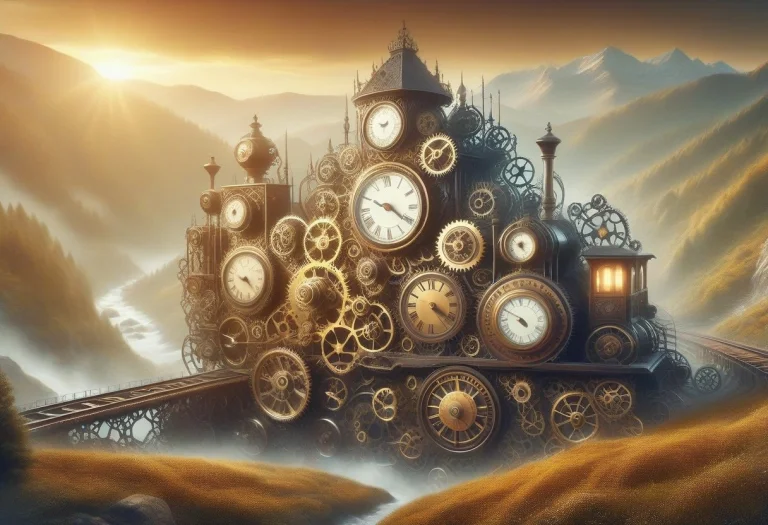 Steampunk Clockwork, Wide Intricate Mesmerizing Landscape, A...