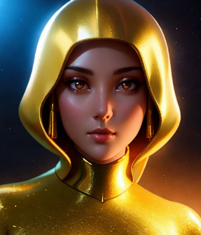 Golden Space Dust, Smooth Soft Skin, Symmetrical, Soft Light...