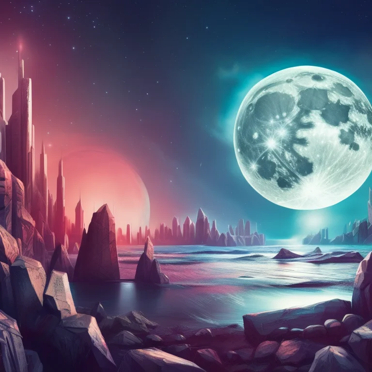 A Full Moon, Mj-gs Style, Eonnochrome, High Contrast Lightin...