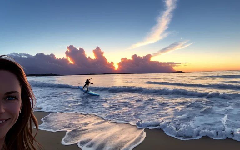 Huge Cloud, In A Form Of Typhoon, Beach, Waves, Sexy Julie B...