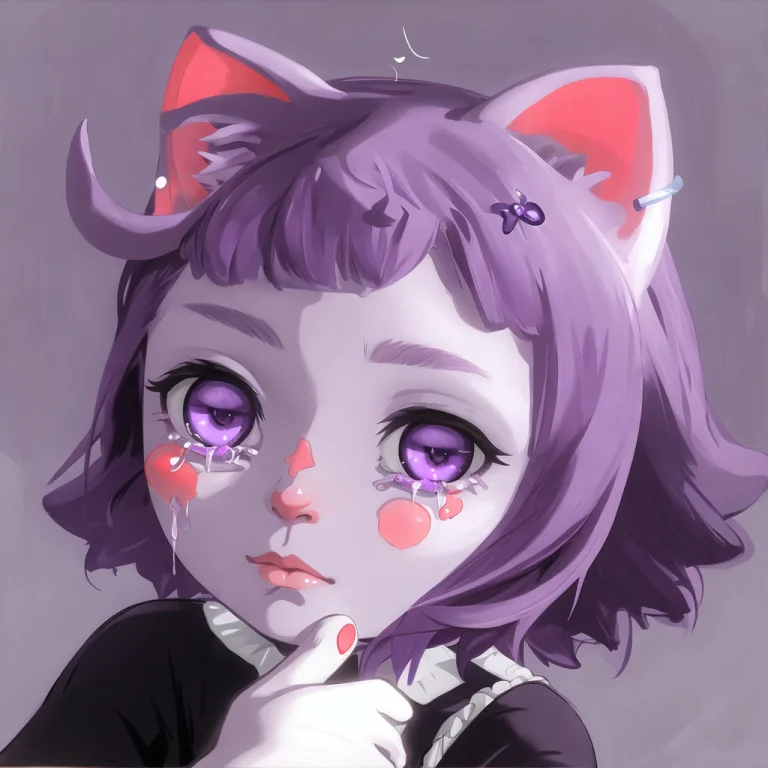 Realistic Photo Of A Masunya, Cat Ears, Purple Skin Color1.2...