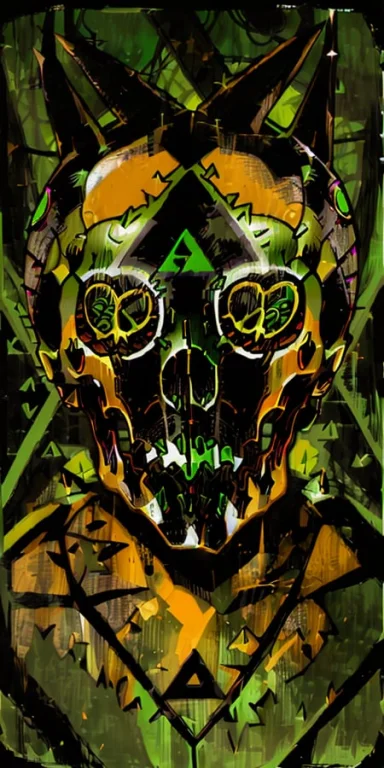 A Skull With Triangle In The Background, Green Color1.2, Gia...