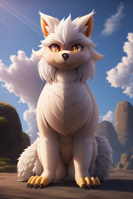 Majestic Glorious Fantasy Furry Puffy Demiguise, Full Body,...