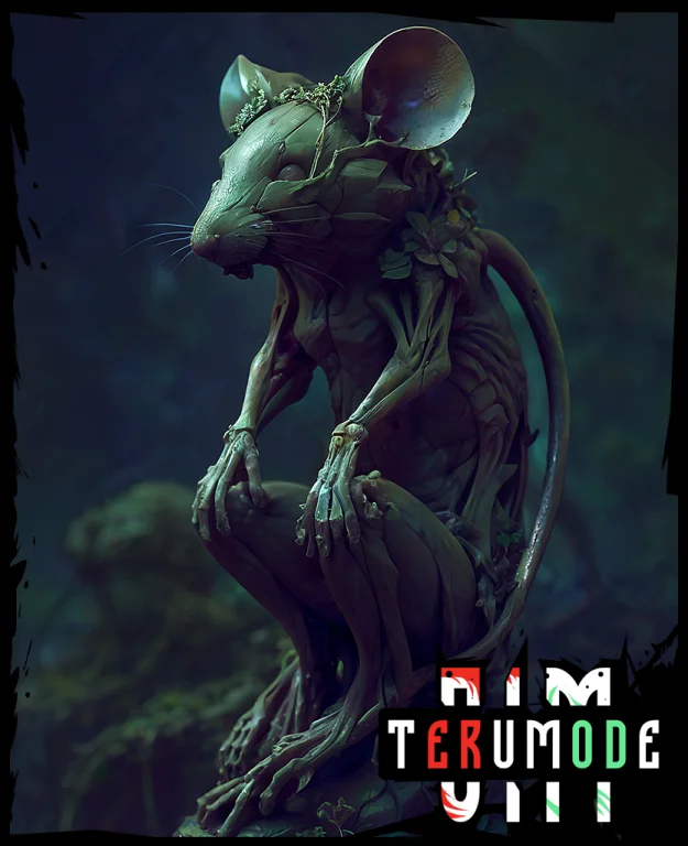 Art By Apterus1.3. An Ancient Mouse Statue Overgrown With Ve...