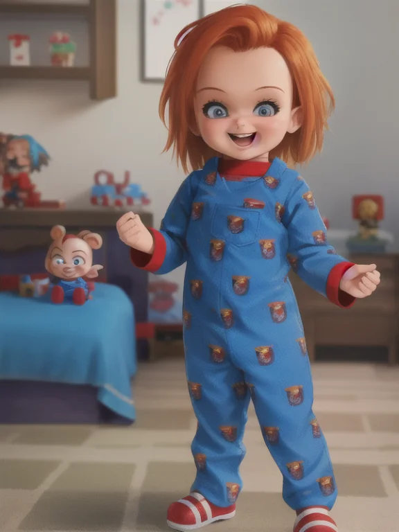 Very Detailed, Cute Chucky A Male, Wearing A Blue Pajamas, T...