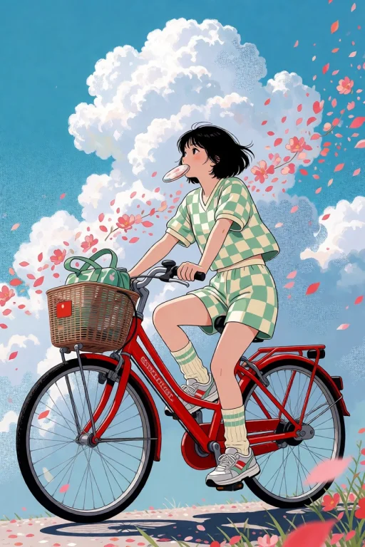Masterpiece, Very Aesthetic,  Person On A Bicycle A Person W...