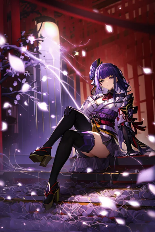 1girl, Sitting, Loraraidenshogunrealisticraidenshogun1, Raid...