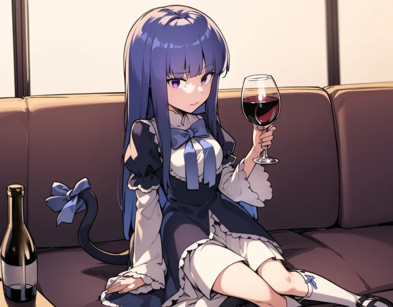 Lorabern106050001, 1girl, Frederica Bernkastel, Alcohol, Blu...