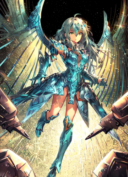 Loraoutfitdragoonarmorv101, Armor, Wings, Mech, 1girl, Light...