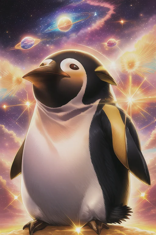A Fat Penguin,space,glowing, Sky, Sunset, Sun, Space, Giant,...