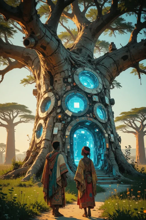 Nature, An Afrofuturism Concept Art Piece Showing A Massive...