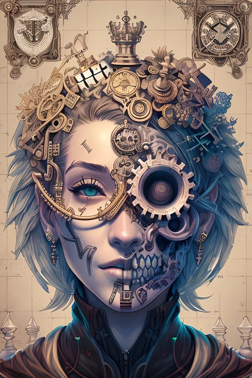 The Anatomy Of A Zoombie Head Made Of Chess Boards, An Ultra...