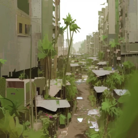 Loraunfinishedgrace-v21 Brushfulabstraction Style, Vegetatio... — Stable Diffusion AI Prompt: brushfulabstraction style, vegetation, overgrowth, street, poverty, urban