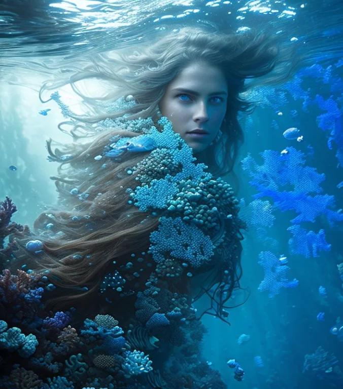 Award Winning Photo Of A Woman, Tough, Blue Eyes, Deep Sea,...