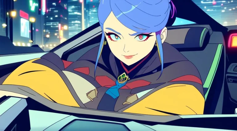 Woman Driving In A Cyberpunk Car Intricate Detailshyperneted...