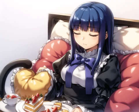 Lorabern106050000.7,1girl, Frederica Bernkastel, Bed, Blue H... — Stable Diffusion AI Prompt: ,1girl, frederica bernkastel, bed, blue hair, cake, bow, cake slice, cat tail, c...