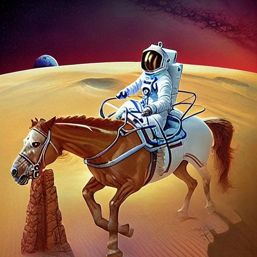 A Photo Of An Astronaut Riding A Horse On Mars, Vintage Face...