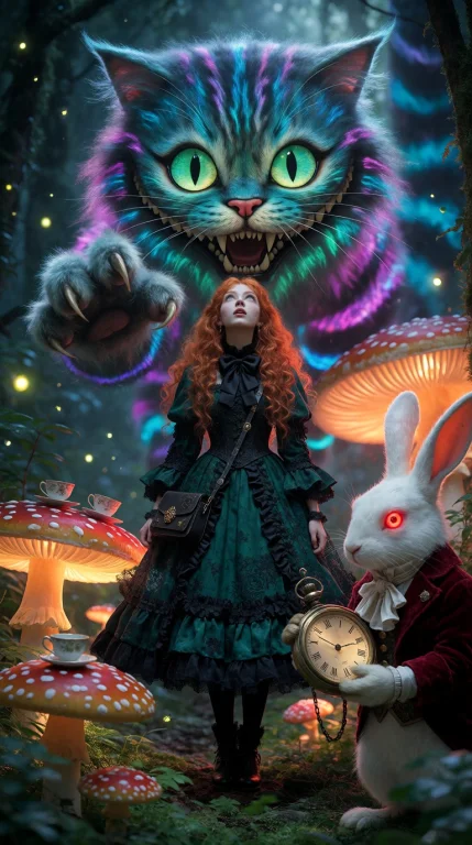 A Hyper-detailed Dark Fantasy Illustration Inspired By Alice...