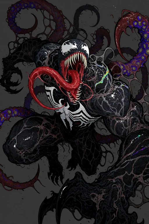 Subject And Action Venom, The Marvel Antihero, Captured In A...