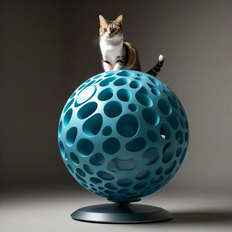 A Orb Made Gyroid Shape Morph, Inside Of Orb A Cat, Standing...