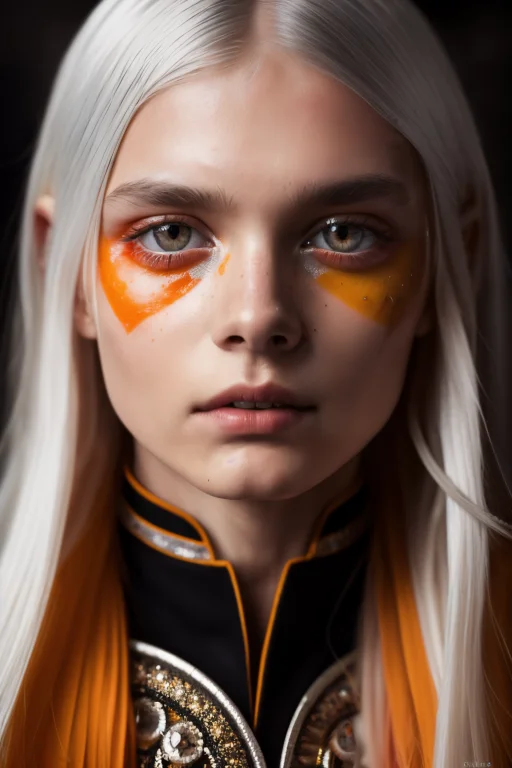 Magician, Pale Roman Silver Hair, Yellow Orange Color Wheel...