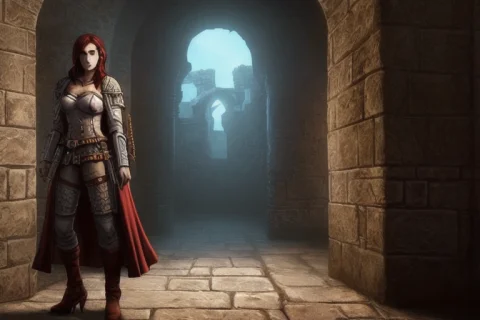 Digital Painting Of A Female Adventurer In A Dark Dungeon, D... — Stable Diffusion AI Prompt: digital painting of a female adventurer in a dark dungeon, darkest_diffusion, da...