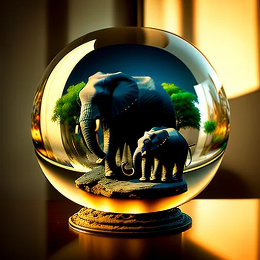 Orbai, A Glass Ball With A Elephant Inside, Portrait View