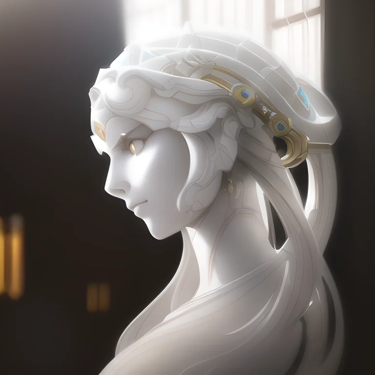 A Photo Beautiful Girl Made Of Marble With Mechanical Body I...