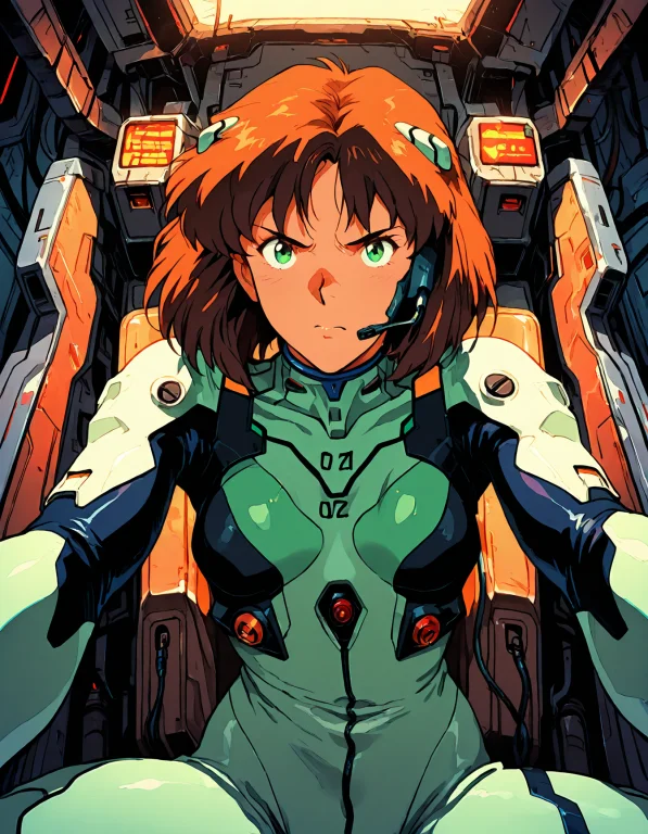 1girl, Solo, Pilot Suit, Plugsuit, Brown Short Messy Bob Hai...
