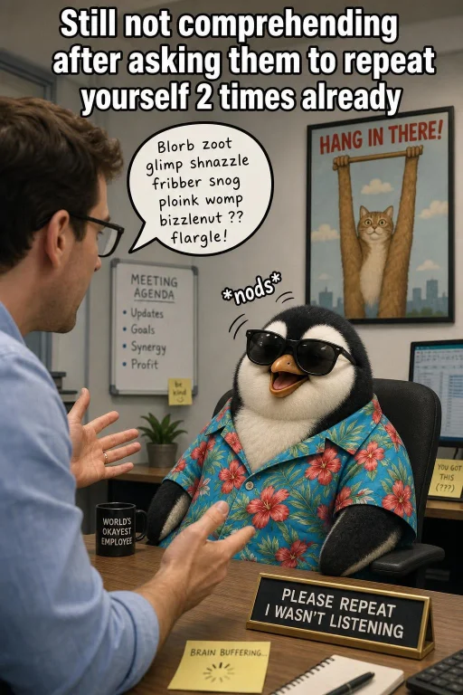 Draw Me A Funny Meme Image Of A Cute And Fluffy Penguin Smil...